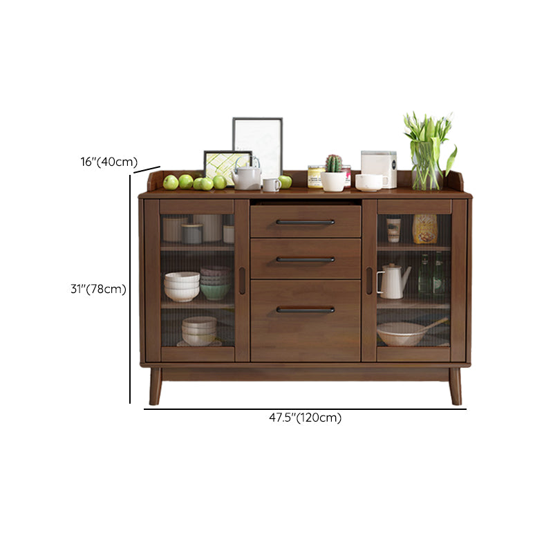 Contemporary Sideboard Solid Wood Dining Buffet with Drawers and Cabinets