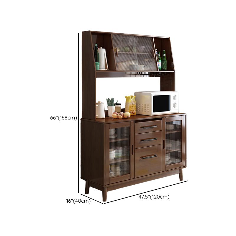 Contemporary Sideboard Solid Wood Dining Buffet with Drawers and Cabinets