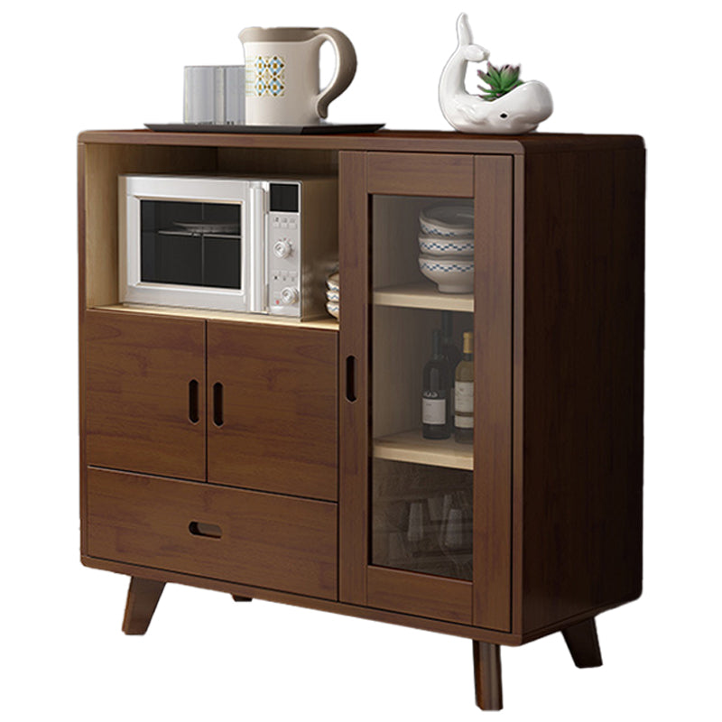 Contemporary Dining Buffet Solid Wood 38.4"H Sideboard with Drawers and Cabinets