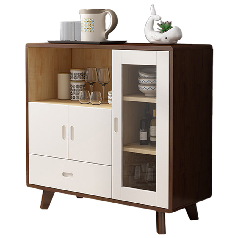 Contemporary Dining Buffet Solid Wood 38.4"H Sideboard with Drawers and Cabinets