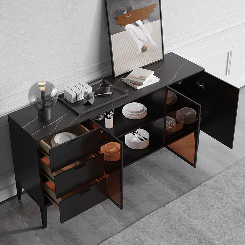 Contemporary Dining Buffet Stone Sideboard with Cabinets and Drawers