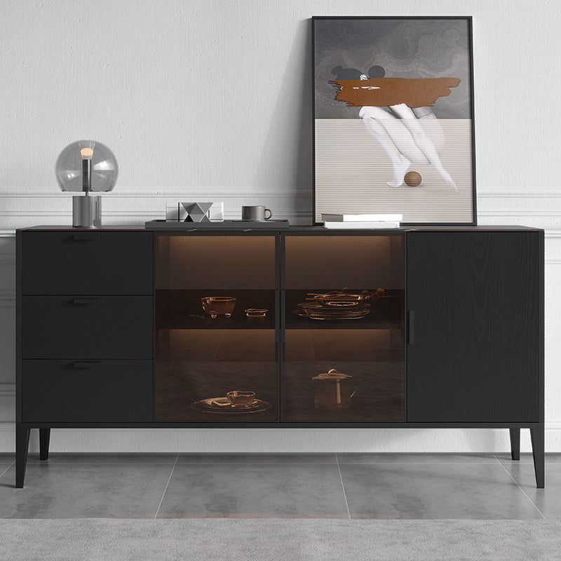 Contemporary Dining Buffet Stone Sideboard with Cabinets and Drawers