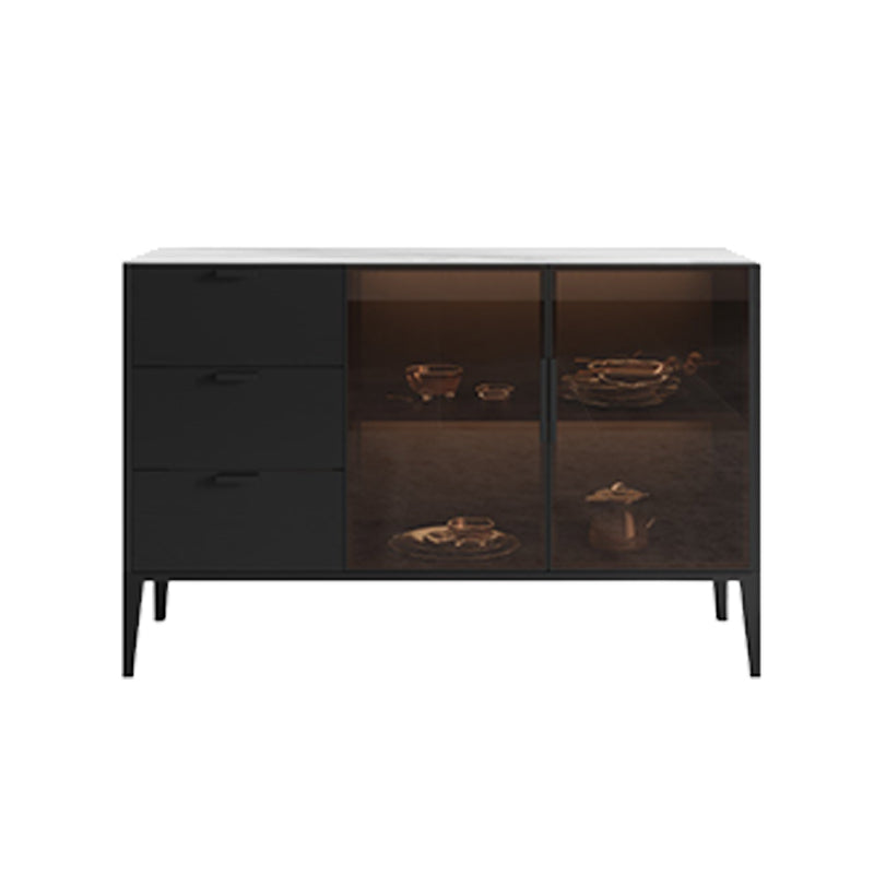 Contemporary Dining Buffet Stone Sideboard with Cabinets and Drawers