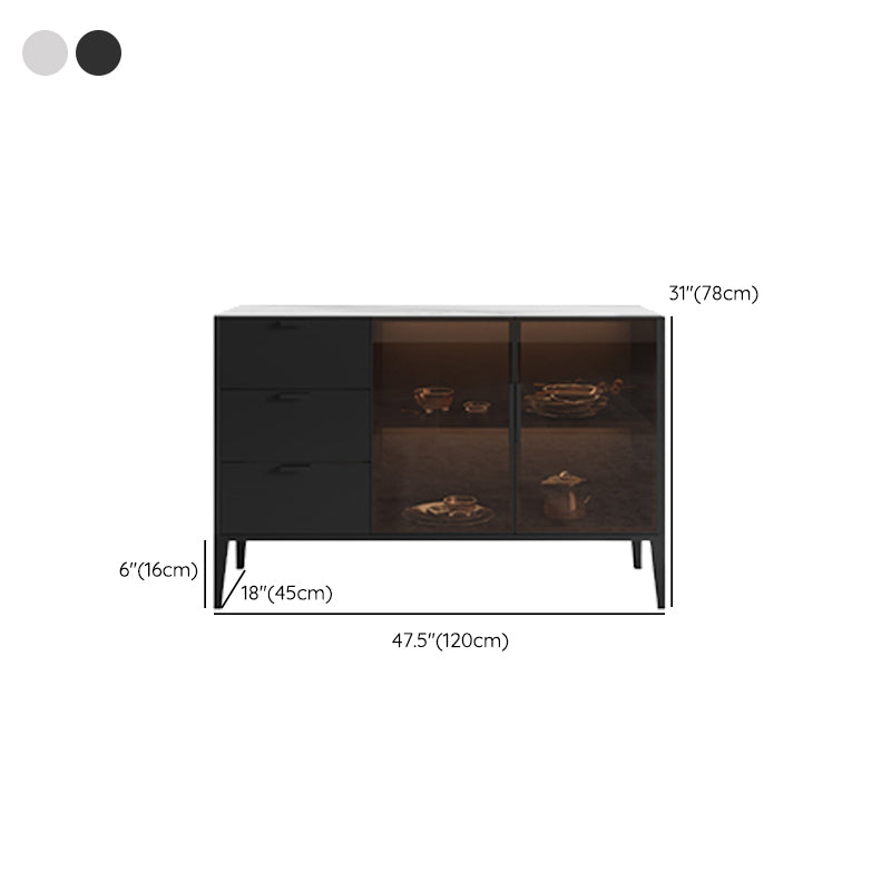 Contemporary Dining Buffet Stone Sideboard with Cabinets and Drawers