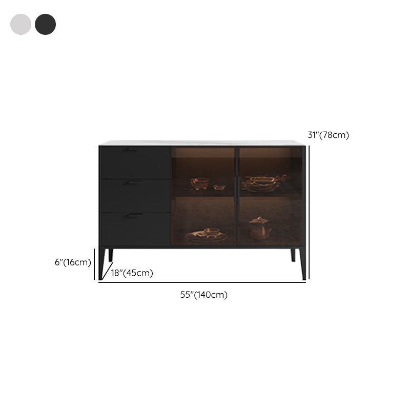 Contemporary Dining Buffet Stone Sideboard with Cabinets and Drawers