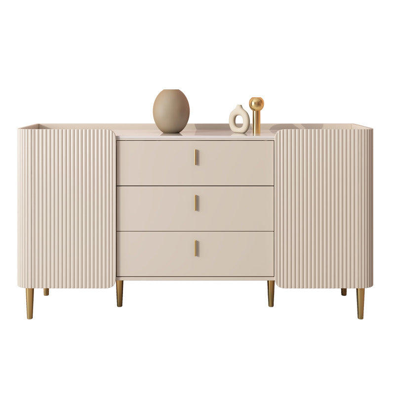 Glam Buffet Sideboard Cabinets White 3 Drawers Dining Buffet for Living Room