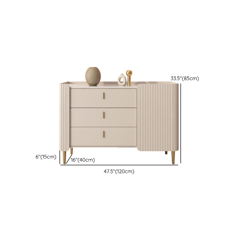 Glam Buffet Sideboard Cabinets White 3 Drawers Dining Buffet for Living Room