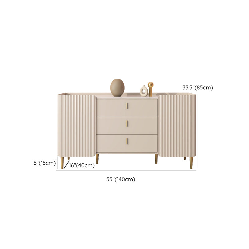 Glam Buffet Sideboard Cabinets White 3 Drawers Dining Buffet for Living Room