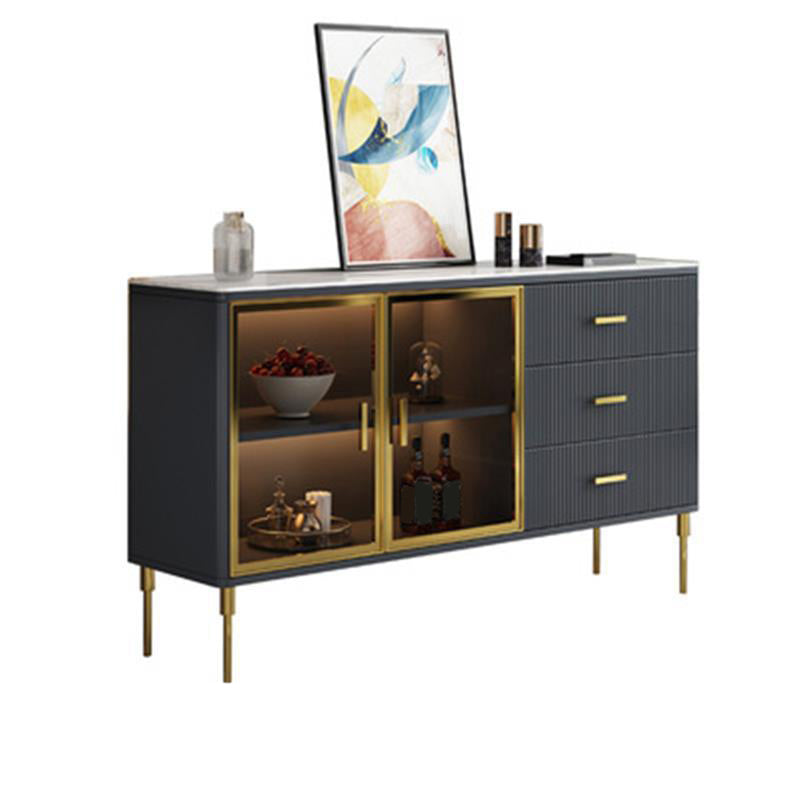 Glam Dining Buffet Stone Sideboard Table with Cabinets and Drawers