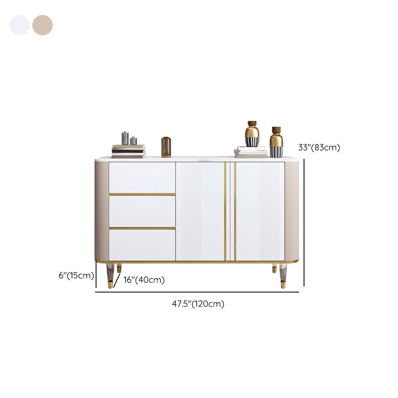Glam Sintered Stone Buffet Table 3 Drawers Dining Server with 2 Door for Living Room