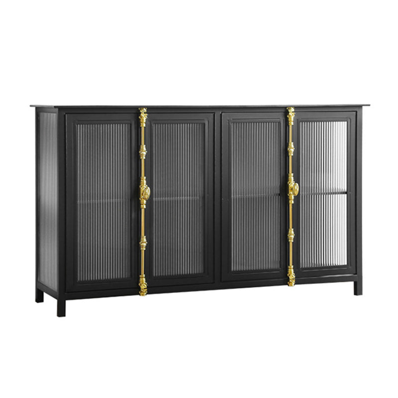 Glam Metal Sideboard Table Black Sideboard Cabinet with Glass Door for Dining Room