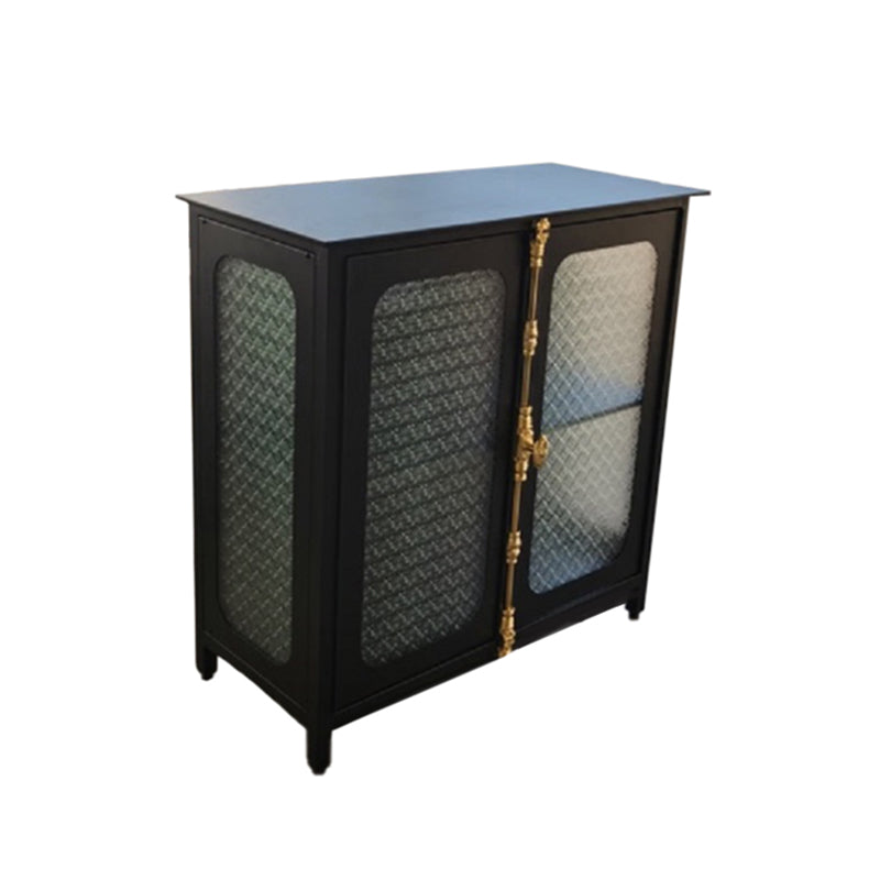 Glam Metal Sideboard Table Black Sideboard Cabinet with Glass Door for Dining Room