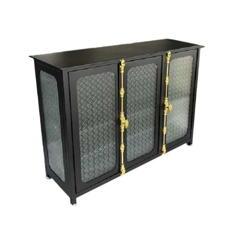 Glam Metal Sideboard Table Black Sideboard Cabinet with Glass Door for Dining Room