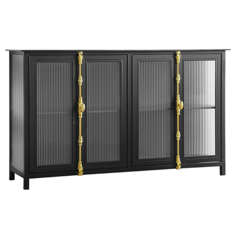 Glam Metal Sideboard Table Black Sideboard Cabinet with Glass Door for Dining Room