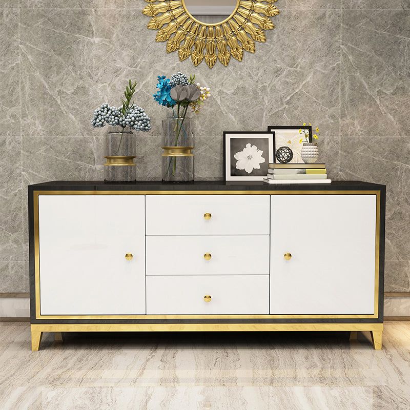 Glam Cabinets Mirrored Buffet 3 Drawers and 2 Doors Buffet Sideboard