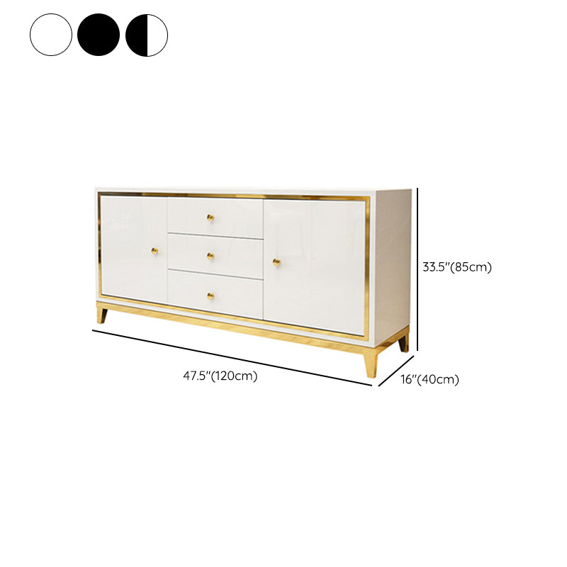 Glam Cabinets Mirrored Buffet 3 Drawers and 2 Doors Buffet Sideboard