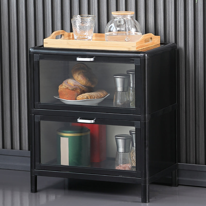 Modern Black Sideboard Buffet Metallic Mirrored Sideboard Table for Living Room