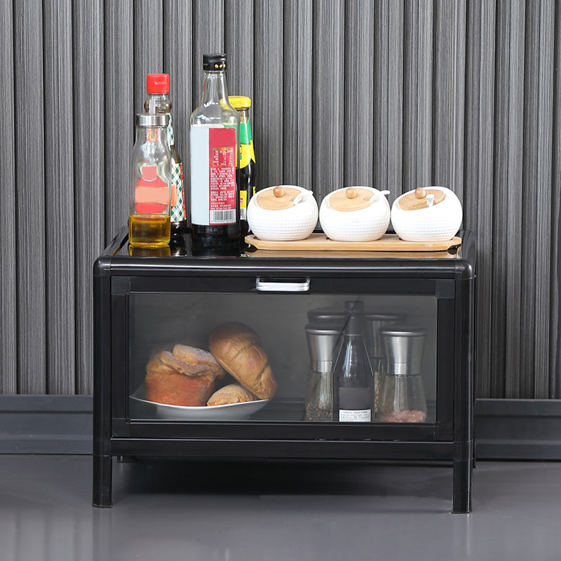 Modern Black Sideboard Buffet Metallic Mirrored Sideboard Table for Living Room