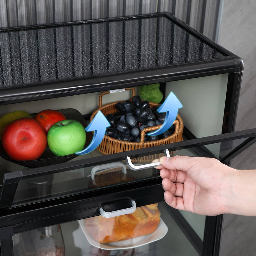 Modern Black Sideboard Buffet Metallic Mirrored Sideboard Table for Living Room