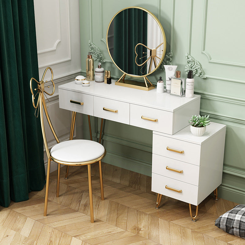 Wooden Vanity Desk in White Modern with Drawers Dressing Table