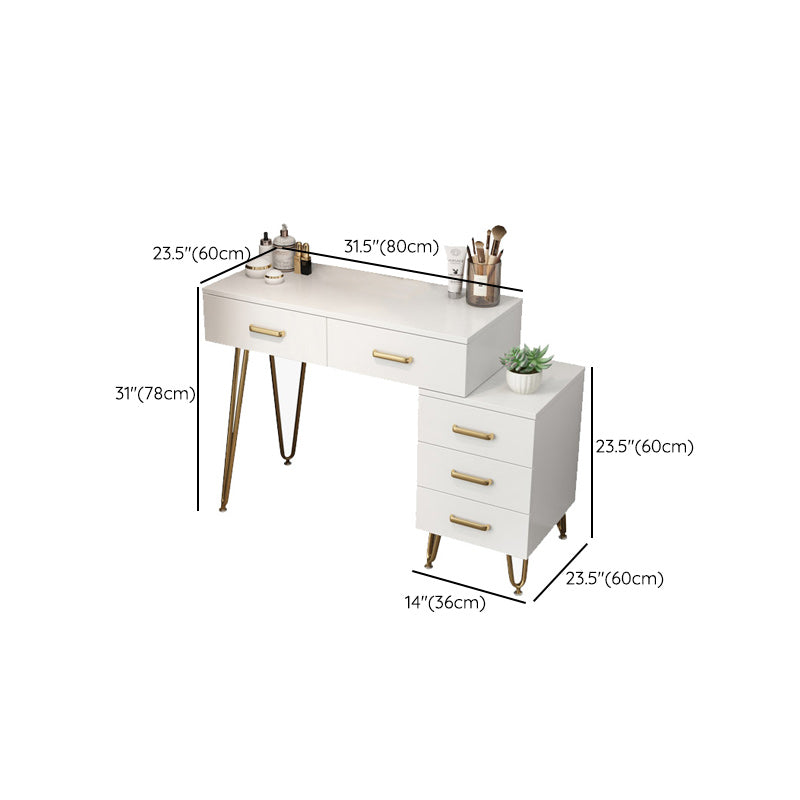 Wooden Vanity Desk in White Modern with Drawers Dressing Table