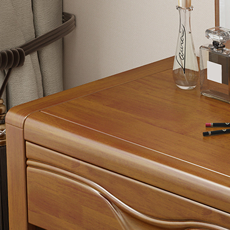 Traditional Solid Wood Vanity Makeup Table with Drawers and Mirror