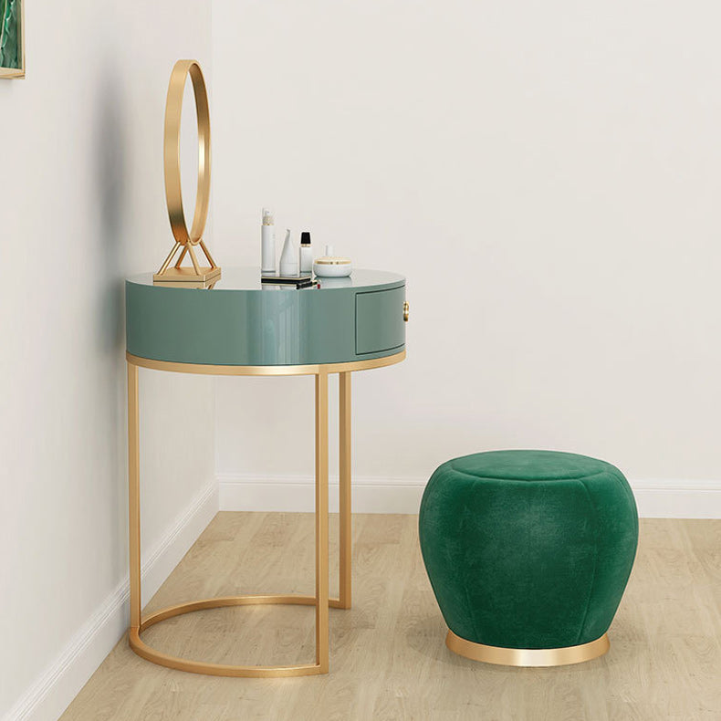 Glam Style 1- Drawer Wood Makeup Table Vanity Stool in Green