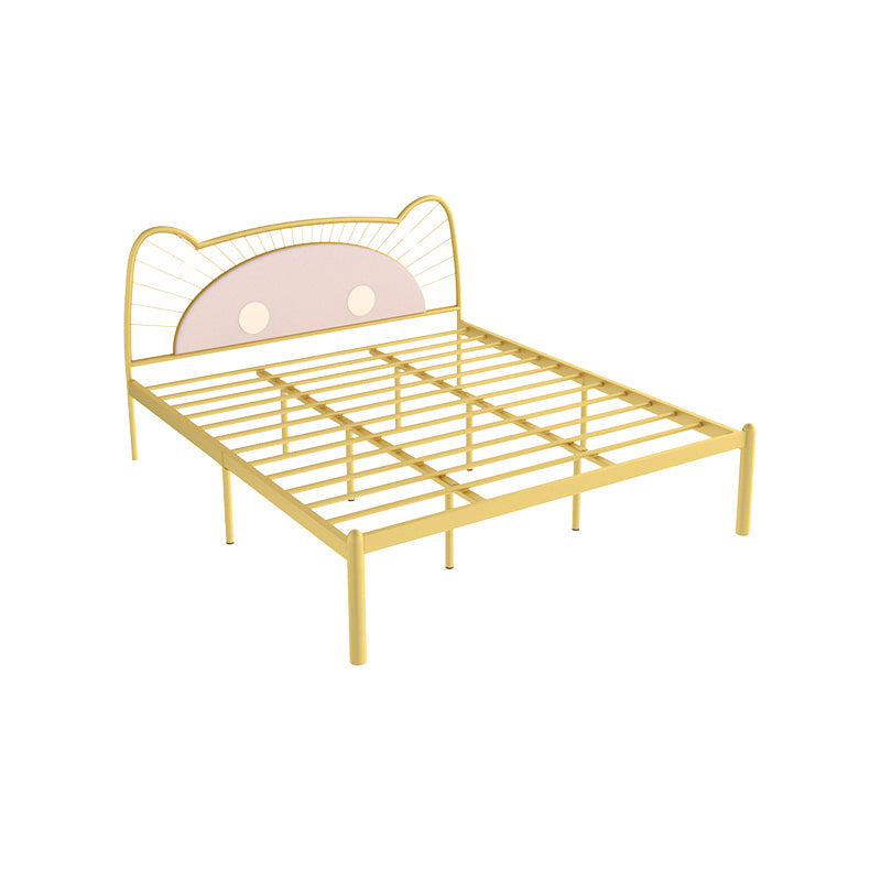 Modern Wire-Grid Metal Bed Simple Piggy Bed Frame with Headboard