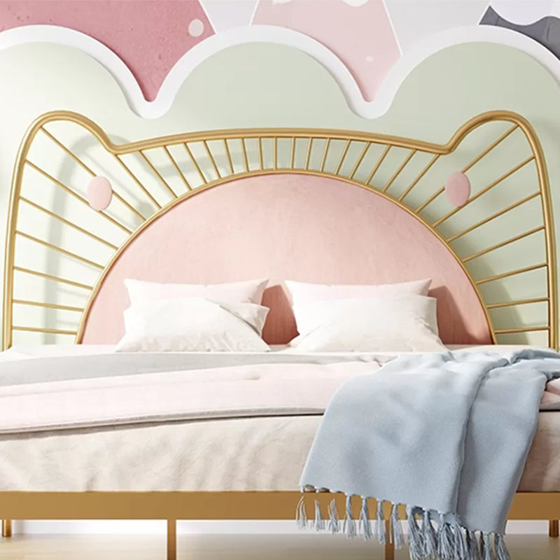 Modern Wire-Grid Metal Bed Simple Piggy Bed Frame with Headboard