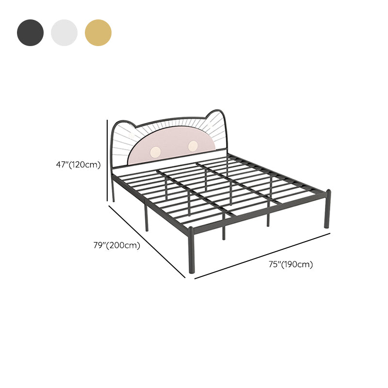 Modern Wire-Grid Metal Bed Simple Piggy Bed Frame with Headboard