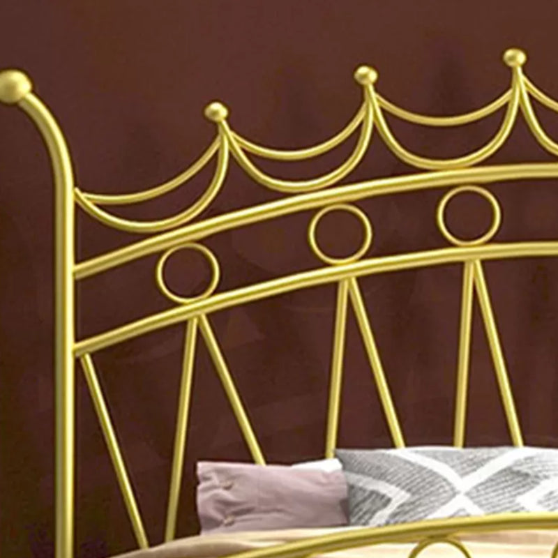 Contemporary Metal Crown High Bed Frame Open-Frame Wire-Grid Bed