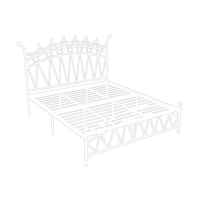 Contemporary Metal Crown High Bed Frame Open-Frame Wire-Grid Bed