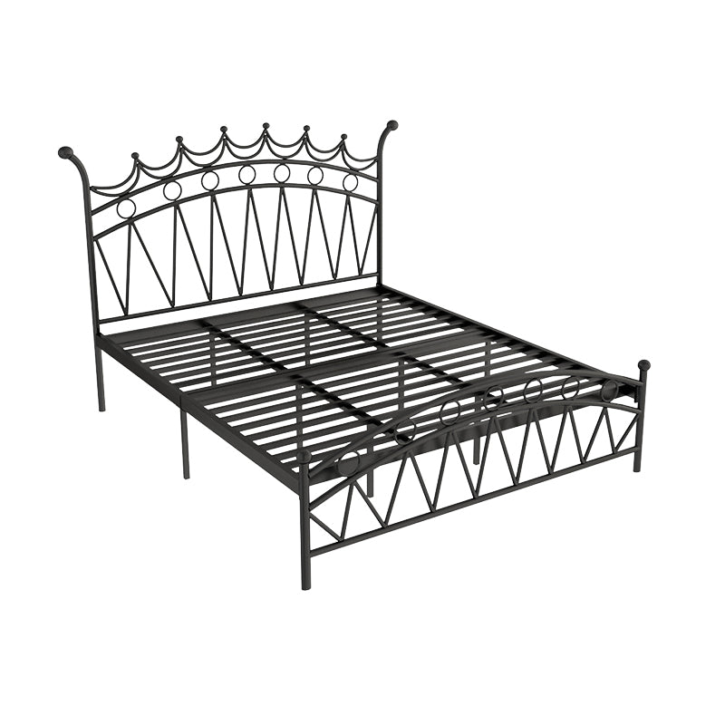 Contemporary Metal Crown High Bed Frame Open-Frame Wire-Grid Bed