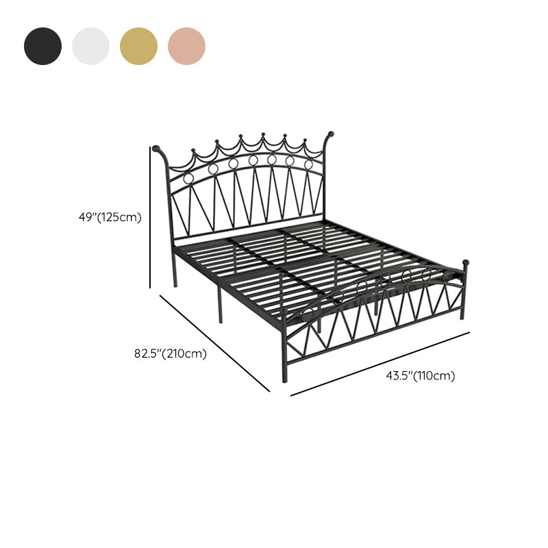 Contemporary Metal Crown High Bed Frame Open-Frame Wire-Grid Bed