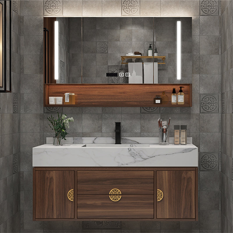 Modern Farmhouse Sink Cabinet Carrara Marble with Soft Close Door Bathroom Vanity Set