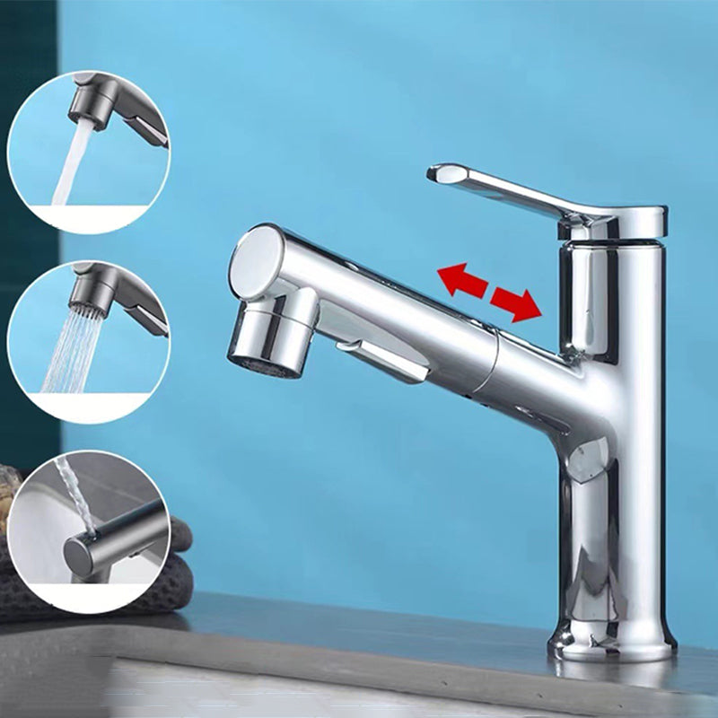 Modern Bathroom Vessel Faucet Brass Lever Handles Swivel Spout Sink Faucet