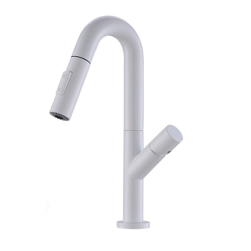 High-Arc Modern Style Bathroom Faucet Single Handle Pull-out Faucet