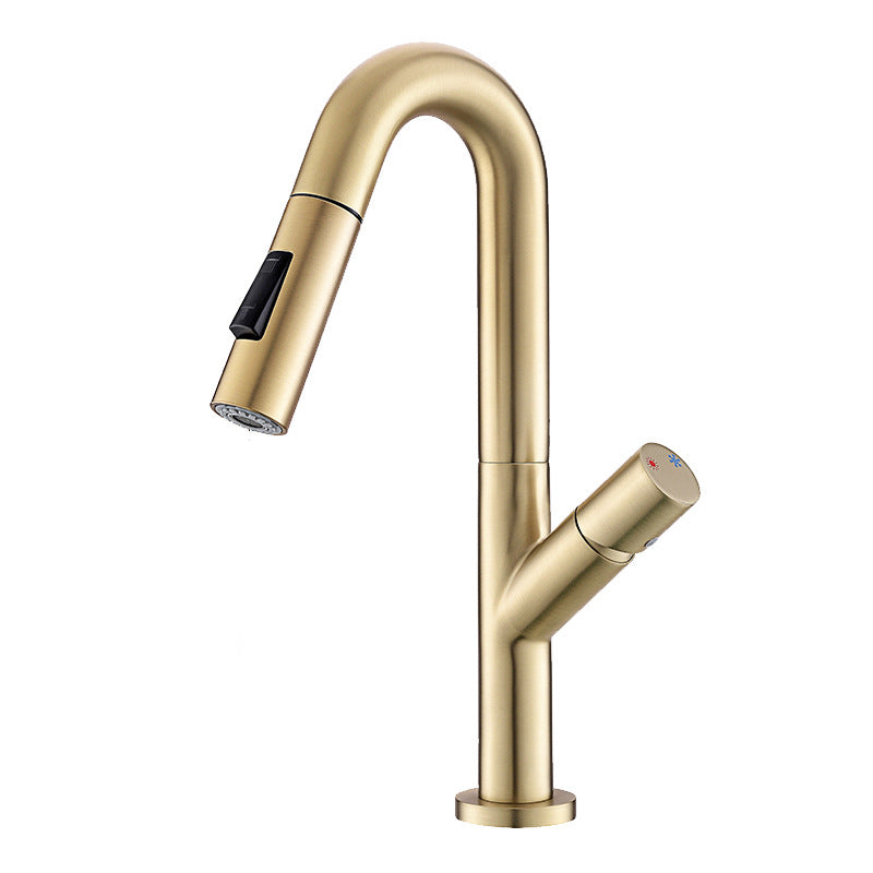 High-Arc Modern Style Bathroom Faucet Single Handle Pull-out Faucet