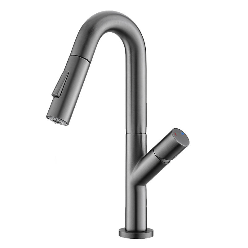 High-Arc Modern Style Bathroom Faucet Single Handle Pull-out Faucet