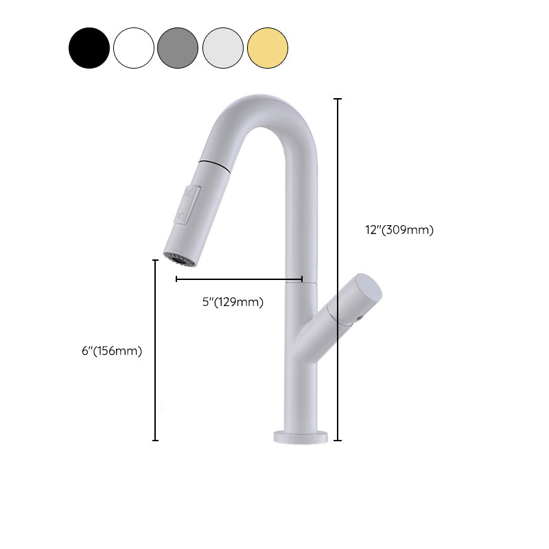 High-Arc Modern Style Bathroom Faucet Single Handle Pull-out Faucet