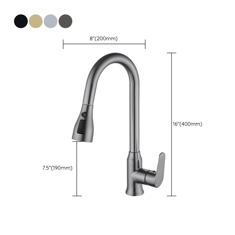 Modern Copper Kitchen Sink Faucet Single Handle High Arc Retractable Kitchen Faucet