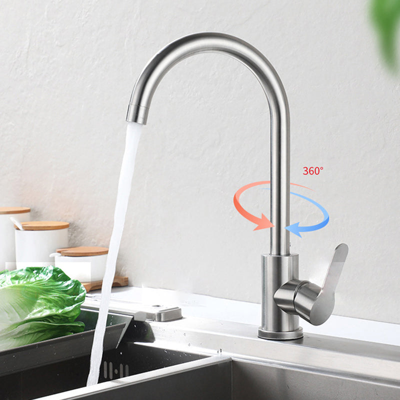 Modern 1-Handle Faucet 1-Hole Gooseneck Stainless Steel Touchless Faucet