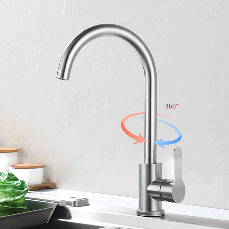 Modern 1-Handle Faucet 1-Hole Gooseneck Stainless Steel Touchless Faucet