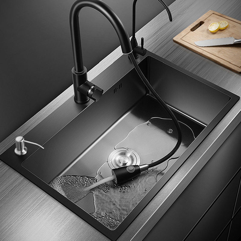 Modern Kitchen Bar Sink Stainless Steel with Basket Strainer and Faucet Kitchen Sink