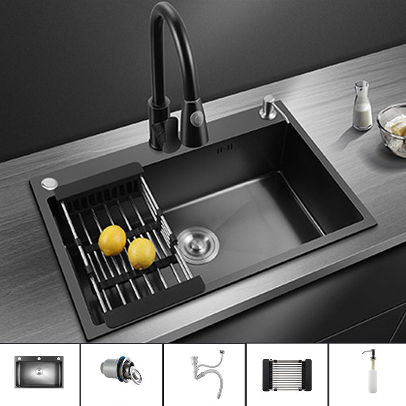 Modern Kitchen Bar Sink Stainless Steel with Basket Strainer and Faucet Kitchen Sink