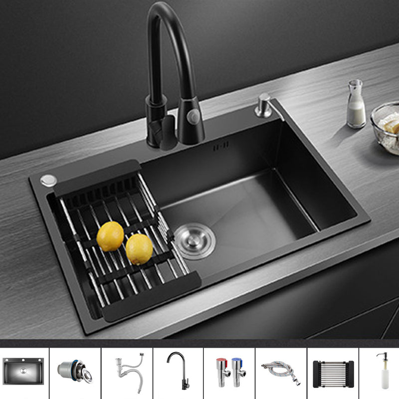 Modern Kitchen Bar Sink Stainless Steel with Basket Strainer and Faucet Kitchen Sink