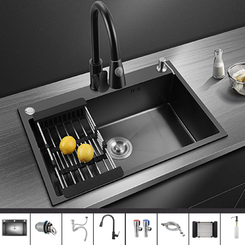 Modern Kitchen Bar Sink Stainless Steel with Basket Strainer and Faucet Kitchen Sink