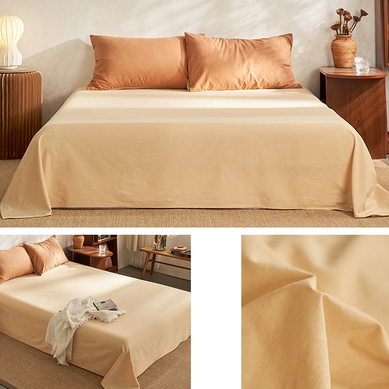 Whole Colored Bed Sheet Cotton Non-Pilling Fade Resistant Sheet Set