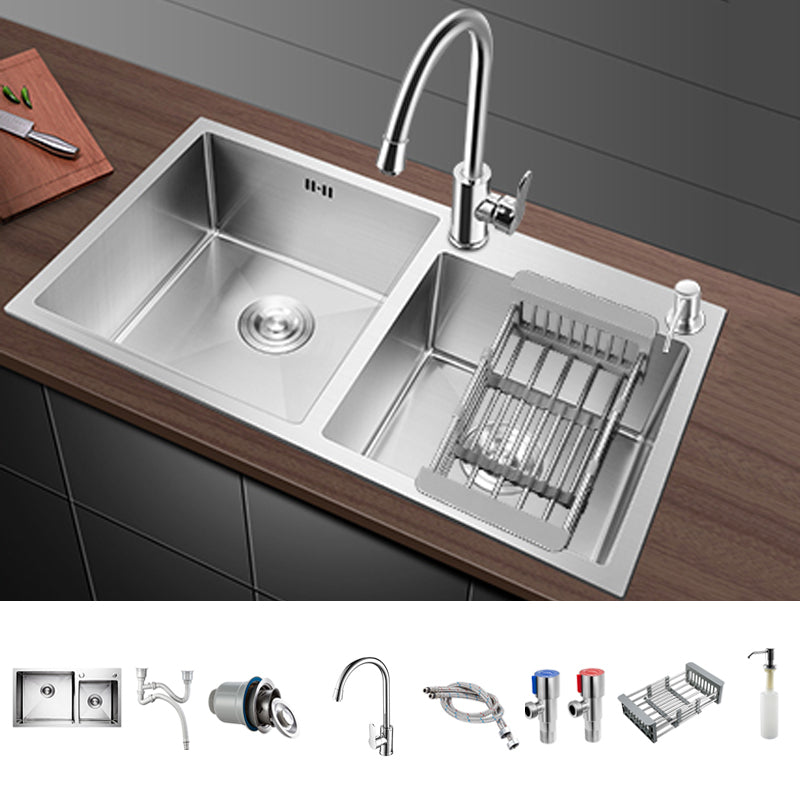 Classic Kitchen Sink Stainless Steel Corrosion Resistant Kitchen Sink with Basket Strainer