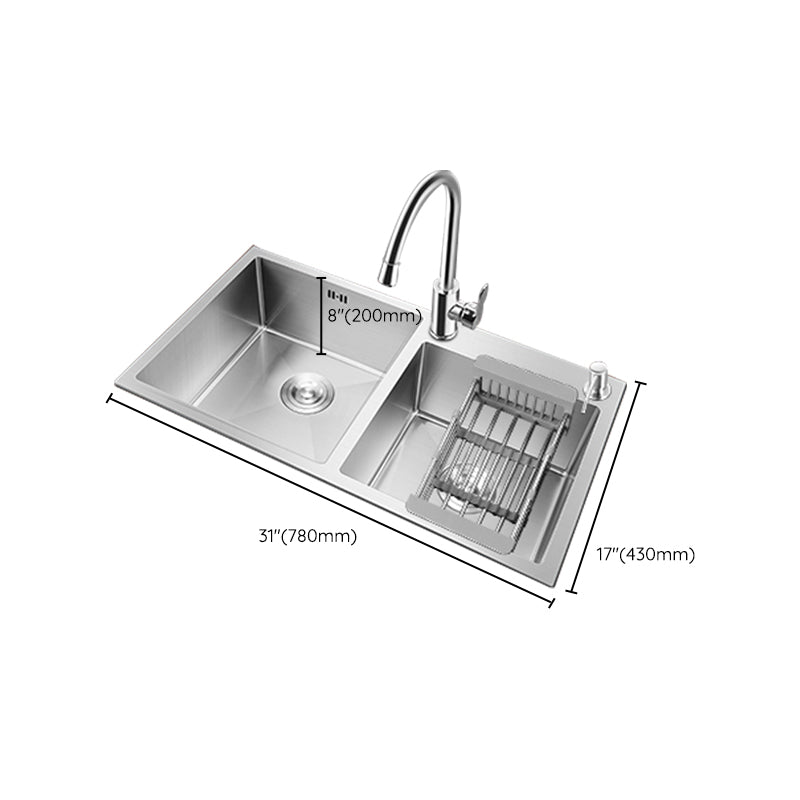 Classic Kitchen Sink Stainless Steel Corrosion Resistant Kitchen Sink with Basket Strainer